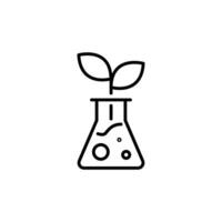 Plant research icon. Simple outline style. Laboratory test, flask, beaker, leaf, science, lab, smell, experiment, chemical concept. Thin line symbol. Illustration isolated. vector