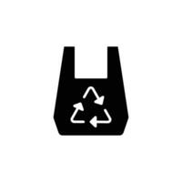 Recyclable bag icon. Simple solid style. Plastic bag with recycle sign, eco, garbage, reuse, pollution, life, environment concept. Black silhouette, glyph symbol. Illustration isolated. vector