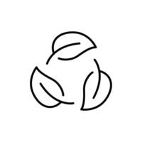 Recyclable icon. Simple outline style. Biodegradable recyclable plastic free package, circle leaf, eco, friendly material concept. Thin line symbol. Illustration isolated. vector