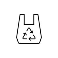 Recyclable bag icon. Simple outline style. Plastic bag with recycle sign, eco, garbage, reuse, pollution, life, environment concept. Thin line symbol. Illustration isolated. vector