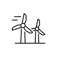 Wind turbine icon. Simple outline style. Windmill, wind power, working from power of wind, energy converter, renewable energy concept. Thin line symbol. Illustration isolated. vector