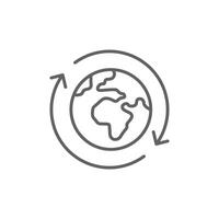 Earth recycle icon. Simple outline style. Planet sustainable circular arrow, save clean world, globe emission, environment concept. Thin line symbol. Illustration isolated. Editable stroke. vector