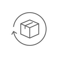 Return package icon. Simple outline style. Delivery parcel, box, package, return, exchange, arrow, deliver, product, shipping concept. Thin line symbol. Illustration isolated. Editable stroke. vector