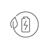 Eco battery icon. Simple outline style. Leaf, circle, green energy, recycle, global, electricity, natural, power, environment concept. Thin line symbol. Illustration isolated. Editable stroke. vector
