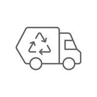 Garbage truck icon. Simple outline style. Landfill, recycling, trash, container, garbage management, vehicle, transportation concept. Thin line symbol. Illustration isolated. Editable stroke. vector