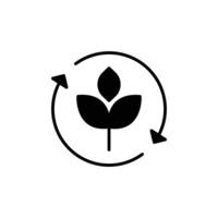 Reforestation icon. Simple solid style. Tree, plant with circle cycle, ecosystem, sustainable, restore, forest, environment concept. Black silhouette, glyph symbol. Illustration isolated. vector