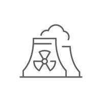 Radiation pollution icon. Simple outline style. Nuclear, power plant, experiment, smoke, industry, environment, technology concept. Thin line symbol. Illustration isolated. Editable stroke. vector