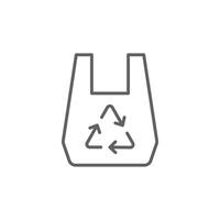 Recyclable bag icon. Simple outline style. Plastic bag with recycle sign, eco, garbage, reuse, pollution, life, environment concept. Thin line symbol. Illustration isolated. Editable stroke. vector