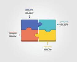 jigsaw graph chart template for infographic for presentation for 4 element vector