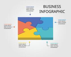 Jigsaw template with number for infographic for presentation for 5 element vector