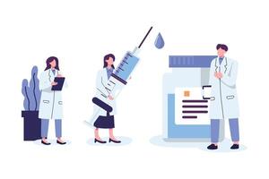 Syringe and vial ready to be injected flat style illustration design vector