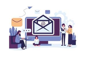 Sending and receiving mail messages flat style illustration design vector