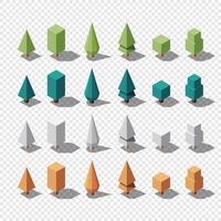 Isometric tree set. Tree isometric set elements. Isometric trees elements for landscape design. Park element set vector