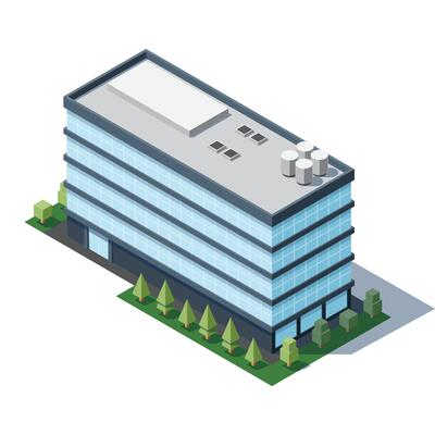 Isometric city building. Isometric modern building. Skyscraper building or business office. illustration