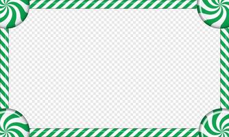Rectangle candy cane frame with green and white striped lollipop pattern. illustration vector