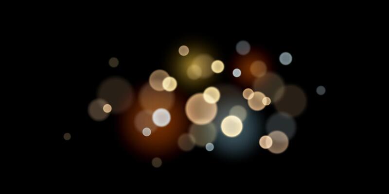 Bokeh lights. Blurred bokeh on black background. Blurred circle shapes. Shine, glitter, sparkles, dust. Glowing backdrop for Christmas, New Year, birthday, banner, background