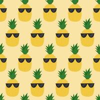 Seamless pattern of pineapple with sunglasses. Template for card, poster, banner, print, fabric vector