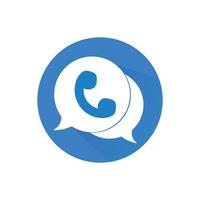 White Telephone with speech bubble chat icon isolated. Support customer service vector