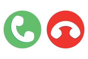 Call Icons. Phone Dial Symbols. Answer and Decline. Green and Red. vector
