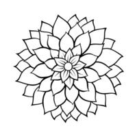 black and white dahlia flower illustration with layered petals in a symmetrical design vector