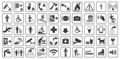 A set of basic signs used in public places. Signs for public places. Important marks. vector