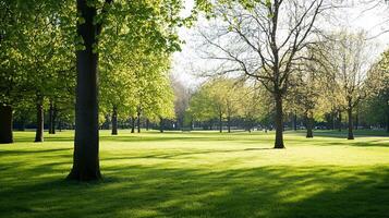 A grassy field with trees and grass photo