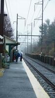One train station view located in USA in the rainy day photo