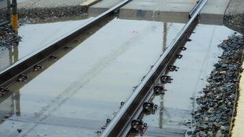 One train station view located in USA in the rainy day photo