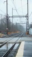 One train station view located in USA in the rainy day photo