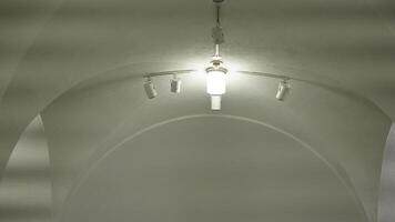 The backlights on the museum white ceiling photo