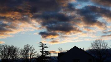 The beautiful sunset sky view with the colorful clouds as background photo