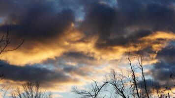 The beautiful sunset sky view with the colorful clouds as background photo