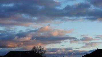 The beautiful sunset sky view with the colorful clouds as background photo
