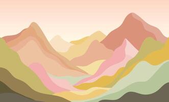 Abstract landscape with colorful hills and mountains. vector