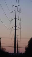 The electric wire cross the forest in the lines photo