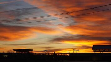 The beautiful sunset sky view with the colorful clouds as background photo