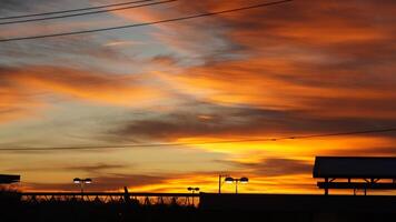The beautiful sunset sky view with the colorful clouds as background photo
