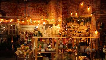 The beautiful store indoor view decorated with the christmas decorations during the christmas holidays photo