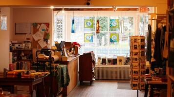 The beautiful store indoor view decorated with the christmas decorations during the christmas holidays photo
