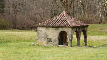 An old house built with the concrete located in the Dolystown of the USA photo