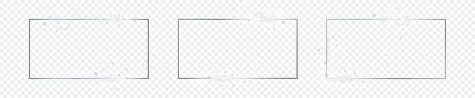 Silver glowing rectangular shape frame vector