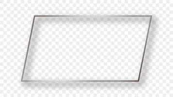 Silver glowing rectangular shape frame with shadow vector