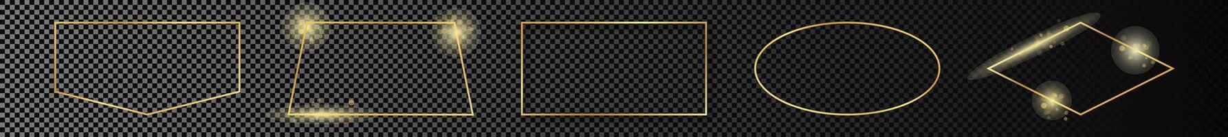 Gold glowing different geometric shape frame vector