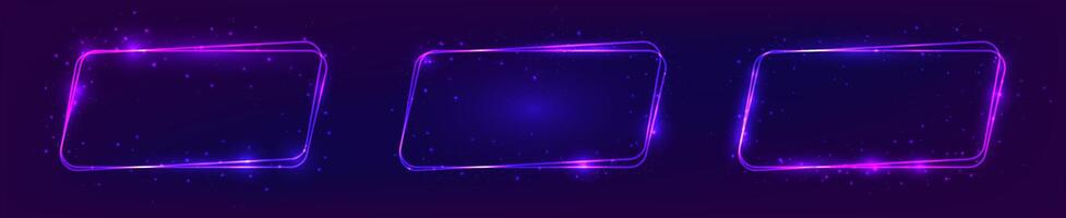 Neon double rounded parallelogram frame vector