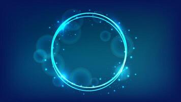 Neon round frame with shining effects and sparkles vector