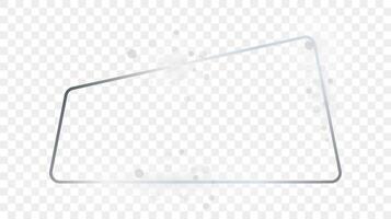 Silver glowing trapezoid shape frame with sparkles vector