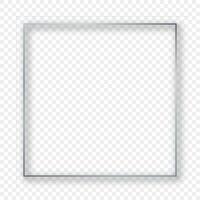 Silver glowing square frame with shadow vector