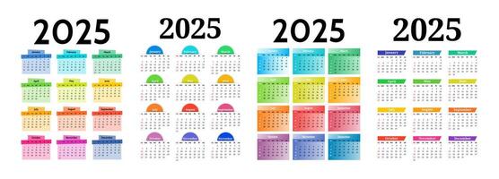 Set of calendars for 2025 isolated on a white background vector