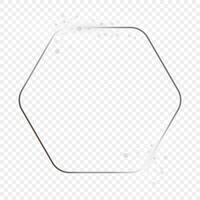Silver glowing rounded hexagon frame with sparkles vector