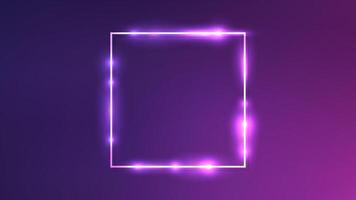 Neon square frame with shining effects vector